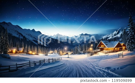 [AI影像] 夜間滑雪場影像 119509899