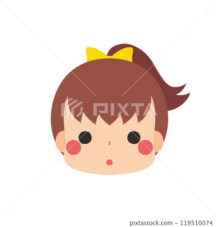 一個可愛的小女孩臉紅圖示臉部表情白色背景向量的表情符號插圖 一個可愛的小女孩臉紅圖示臉部表情白色背景向量的表情符號插圖 119510074