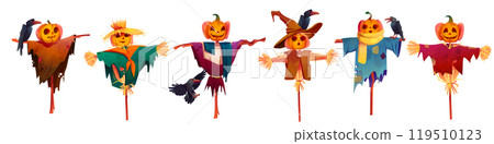 Scarecrow collection with pumpkin head Scarecrow collection with pumpkin head 119510123