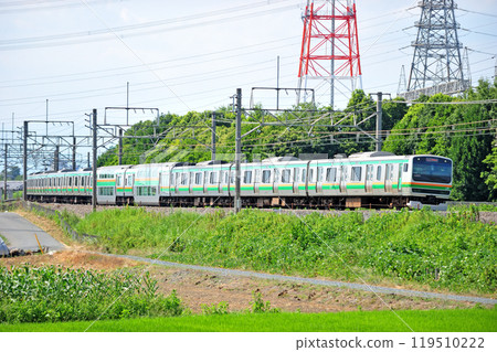 高崎線 本所岡部 JR 東日本 E231 系列 1000 系列 K-38 編組(國府) 高崎線 本所岡部 JR 東日本 E231 系列 1000 系列 K-38 編組(國府) 119510222