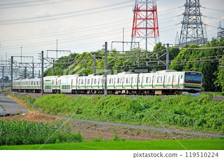 高崎線 本所岡部 JR 東日本 E231 系列 1000 系列 K-10 編組(Kokuzu) 高崎線 本所岡部 JR 東日本 E231 系列 1000 系列 K-10 編組(Kokuzu) 119510224