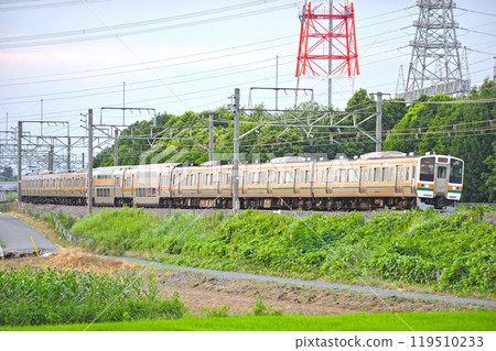 Takasaki Line Honjo-Okabe JR East 211 series C14 train (Takasaki) 119510233