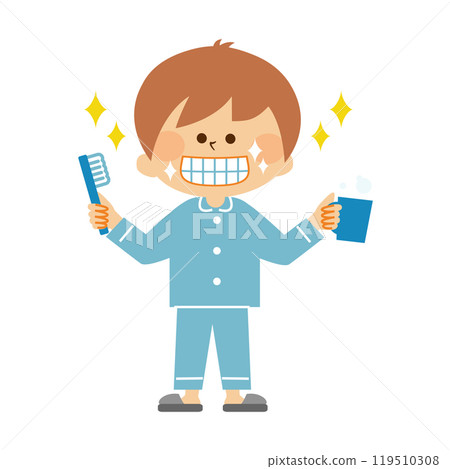 Children brushing their teeth Cute illustration material 119510308