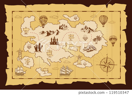 map, compass, paper - Stock Illustration [119510347] - PIXTA