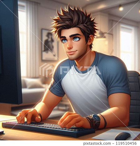 Man using a personal computer Man using a personal computer 119510456
