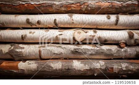 AI Image: Stacked birch trees 119510658