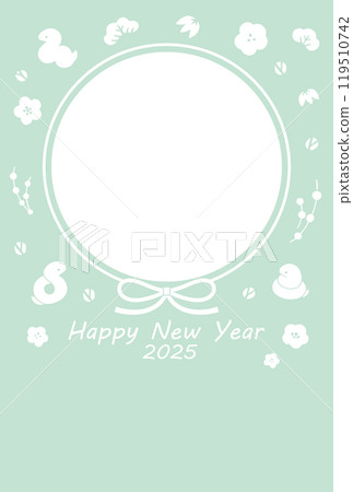 2025蛇年_相框賀年片模板_垂直 119510742