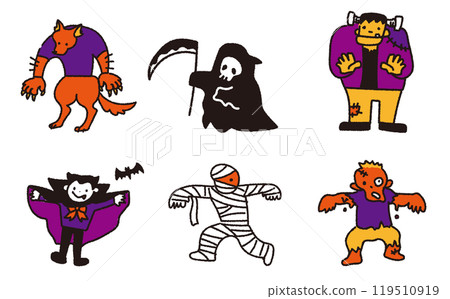 Cute Halloween monster illustration 119510919