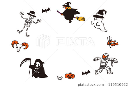 可愛的萬聖節怪物插畫 119510922