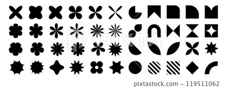 Brutalist geometric shapes. Creative geometric Y2K style for social media, card, print on clothes. Aesthetic contemporary figure set. Simple trendy elements. Brutalist geometric shapes. Creative geometric Y2K style for social media, card, print on clothes. Aesthetic contemporary figure set. Simple trendy elements. 119511062