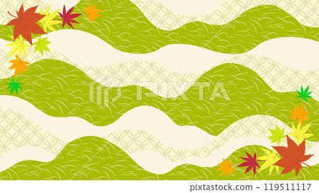 秋天背景插畫素材與日本圖案背景上的秋葉 秋天背景插畫素材與日本圖案背景上的秋葉 119511117