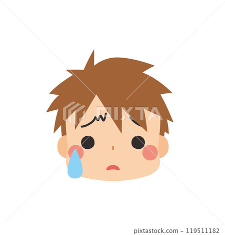 Cute little boy emoji illustration icon face expression white background vector 119511182