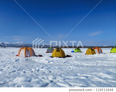 Ice fishing for smelt Ice fishing for smelt 119511648