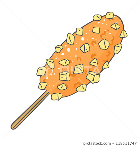 A drawing of a hot dog with a potato A drawing of a hot dog with a potato 119511747