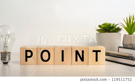 Building block letter _POINT and light bulb 119511752