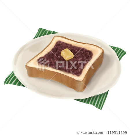 Illustration of bean paste and butter toast 119511899