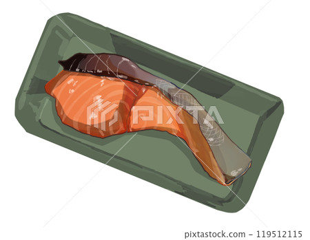 Grilled salmon illustration 119512115