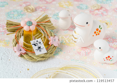 蛇年新年賀卡材料 | 白蛇親子及春季裝飾品 119513457