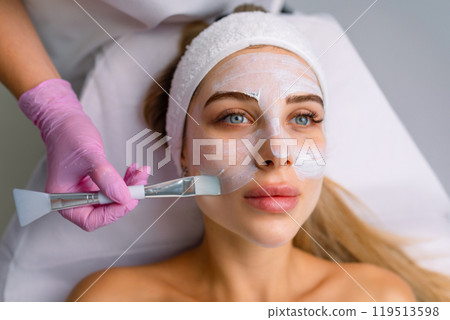 facial rejuvenation treatment with cream at the spa facial rejuvenation treatment with cream at the spa 119513598