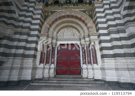 Marseille, France - March 25, 2024: View of the Cathedral Sainte-Marie-Majeure de Marseille or de la Marseille, France - March 25, 2024: View of the Cathedral Sainte-Marie-Majeure de Marseille or de la 119513794