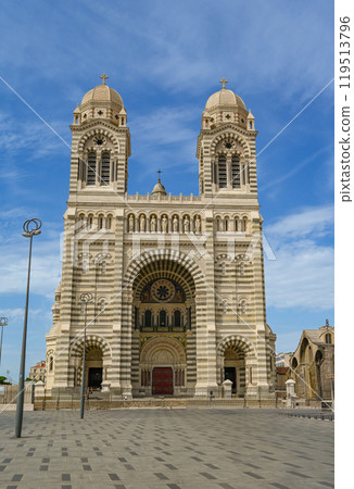 Marseille, France - March 25, 2024: View of the Cathedral Sainte-Marie-Majeure de Marseille or de la 119513796