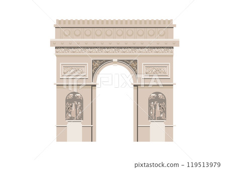 法國巴黎凱旋門旅遊勝地白色背景向量資料的插圖 119513979