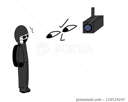 A suspicious person stops while being watched by a security camera 119514247