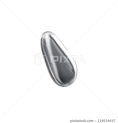 Vector illustration of liquid abstract shape or drop with chrome silver texture. 119514437