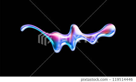 3D realistic glossy fluid holographic blot, iridescent blob splash, vector rainbow reflective chrome spilled molten drop 3D realistic glossy fluid holographic blot, iridescent blob splash, vector rainbow reflective chrome spilled molten drop 119514446