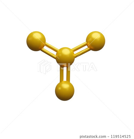 3D atom structure of yellow molecule, vector render structural chemical formula and volume molecule model, biotechnology 3D atom structure of yellow molecule, vector render structural chemical formula and volume molecule model, biotechnology 119514525