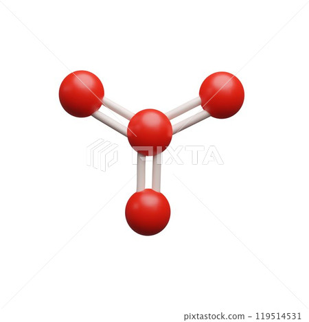 3D atom structure of red molecule, vector render structural chemical formula and volume molecule model united spheres 3D atom structure of red molecule, vector render structural chemical formula and volume molecule model united spheres 119514531