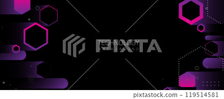 Purple hexagon style background for science and technology presentation 119514581