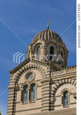 Marseille, France - March 25, 2024: View of the Cathedral Sainte-Marie-Majeure de Marseille or de la 119514694