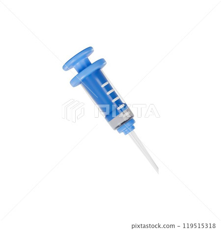 Realistic syringe with needle 3D vector icon, disposable equipment for medicine injections, vaccination medical device 119515318