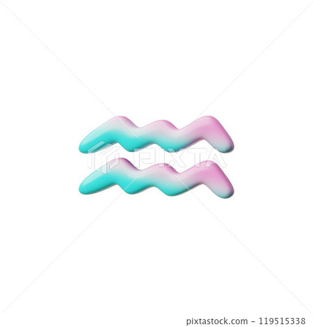 Aquarius zodiac sign 3D cartoon plastic vector icon, realistic glossy pink blue gradient horoscope astrological symbol 119515338
