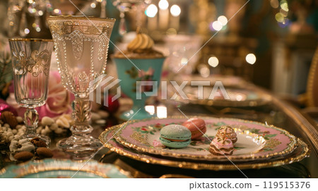 Generative ai illustration of a Christmas or New year table 119515376