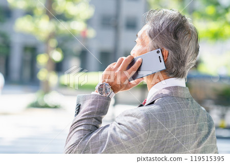 Senior businessman talking on a smartphone 119515395