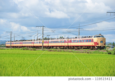 Shinetsu Main Line Maekawa-Miyauchi JR East 485 series T18 formation (Niigata) Hokuetsu Shinetsu Main Line Maekawa-Miyauchi JR East 485 series T18 formation (Niigata) Hokuetsu 119515411