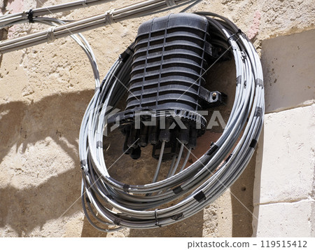 Many wires cables in Syracuse Siracuse Sicily Italy 119515412