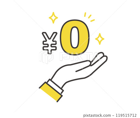 手持 0 日圓圖示的向量插圖圖標 手持 0 日圓圖示的向量插圖圖標 119515712