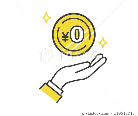 Vector illustration icon of hand holding 0 yen icon 119515713