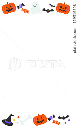 Cute Halloween white frame background vector illustration material [no text] [vertical] 119516398