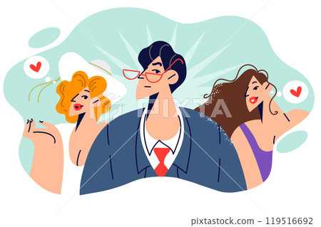 Love triangle between man and two beautiful women who want to become bride of ladies man Love triangle between man and two beautiful women who want to become bride of ladies man 119516692