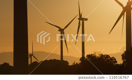Geometrical Shapes Of The Windmill At Sunset  119516767