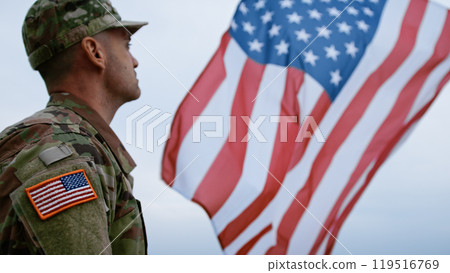Soldier Honoring Freedom As Symbol Of USA Soldier Honoring Freedom As Symbol Of USA 119516769