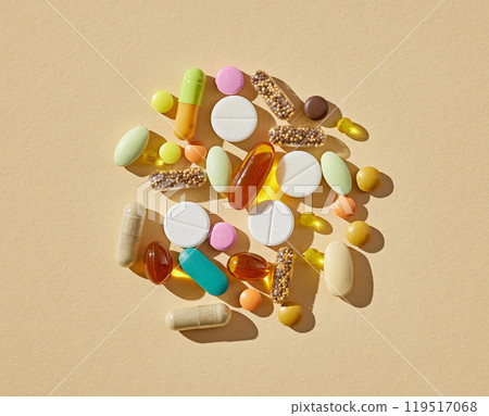 various colorful pills 119517068