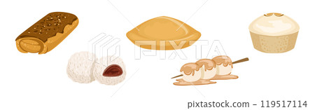 Hong Kong Sweet Street Food and Snack Vector Set 119517114