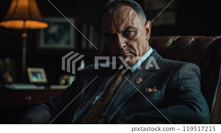 Confident man in luxury vintage style interior. Godfather 119517215