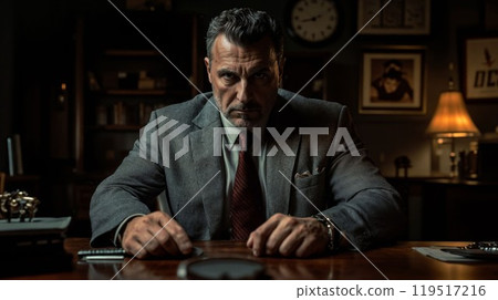 Confident man in luxury vintage style interior. Godfather Confident man in luxury vintage style interior. Godfather 119517216