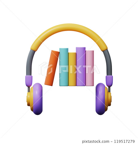 Audiobooks with headphones illustration. 119517279